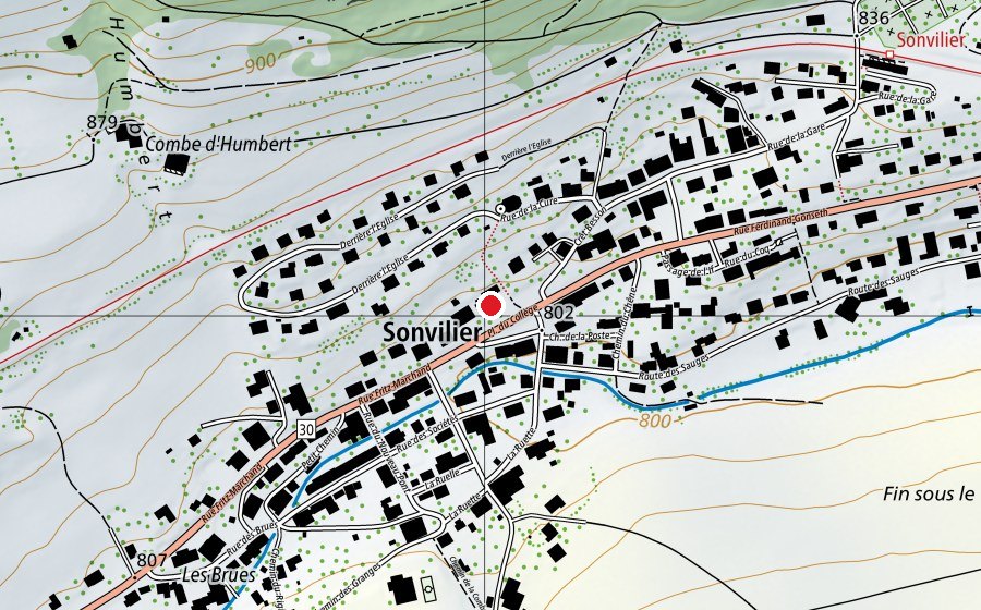 Map showing the location of Ecole primaire Sonvilier (School)