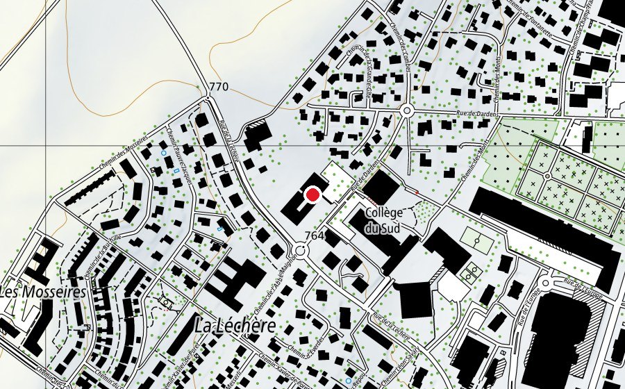 Carte indiquant l’emplacement de Ecole professionelle artisanale et commerciale Bulle (École)