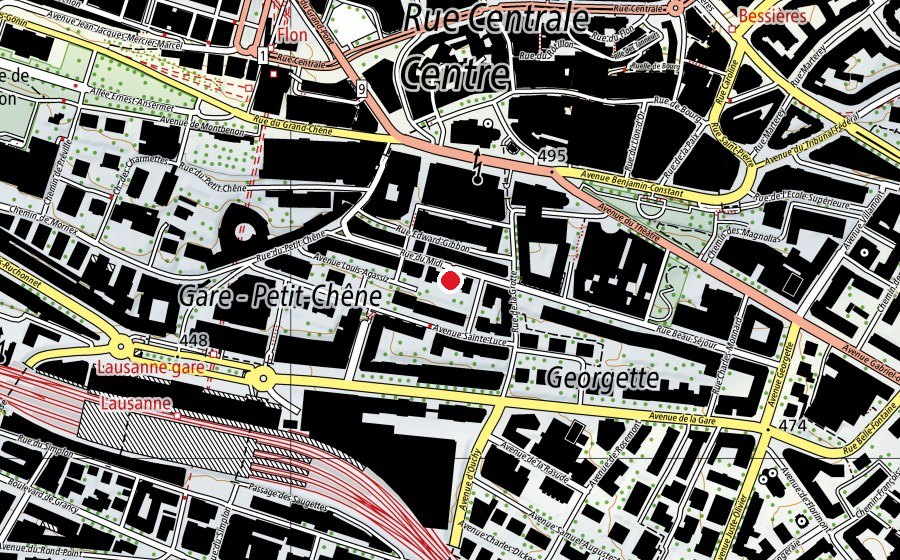 Map showing the location of École professionnelle commerciale de Lausanne (School)