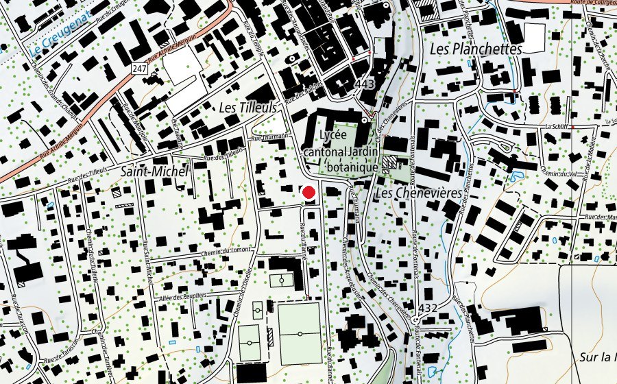 Map showing the location of École Professionnelle Commerciale (School)