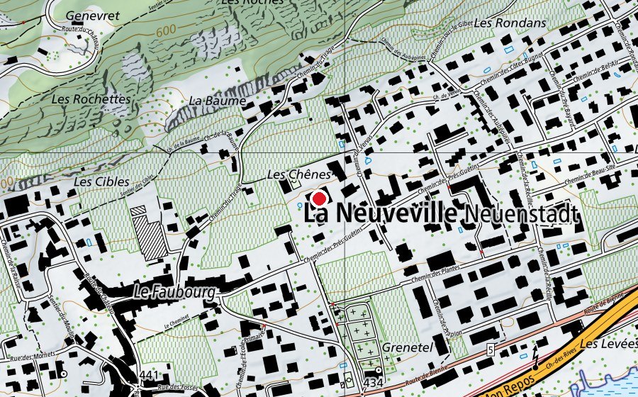 Karte mit dem Standort von École secondaire de la Neuveville (Schule)