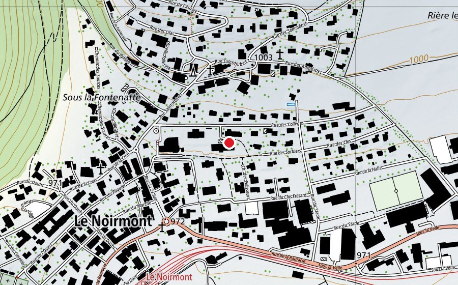 Karte mit dem Standort von École secondaire du Noirmont (Schule)