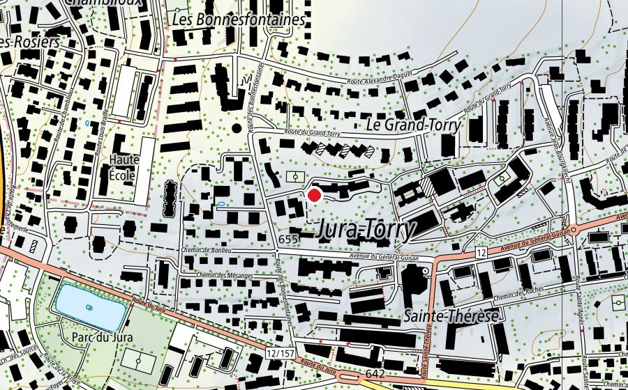 Map showing the location of Ecole Secondaire Sainte-Ursule (School)