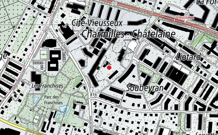 Carte indiquant l’emplacement de Ecole Vieusseux (École)