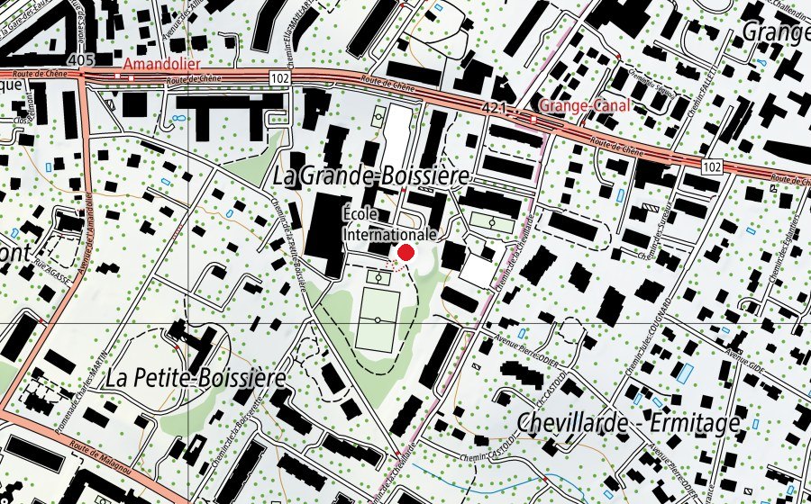 Mappa con la posizione di Ecolint - École internationale de Genève (La Grande Boissière) (Scuola)