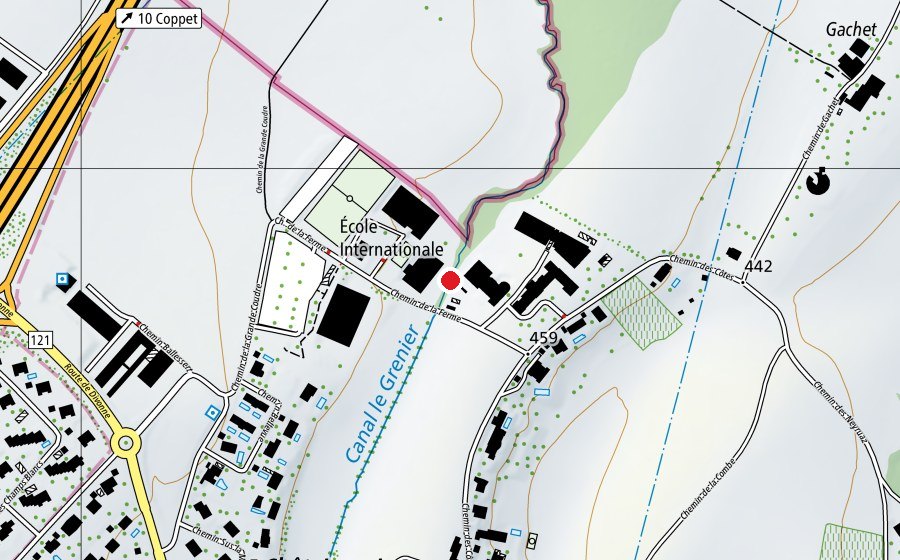 Map showing the location of Ecolint - La Chataigneraie Campus (School)