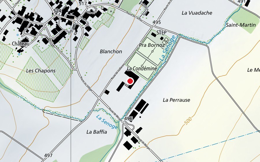 Karte mit dem Standort von En Pontet (Schule)