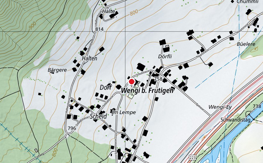 Map showing the location of Erlebnis.Schule (School)