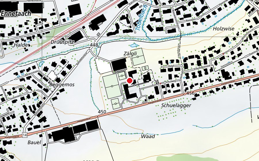 Map showing the location of Erlen (School)