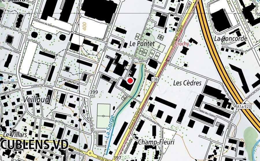 Map showing the location of Établissement primaire et secondaire d'Écublens (School)