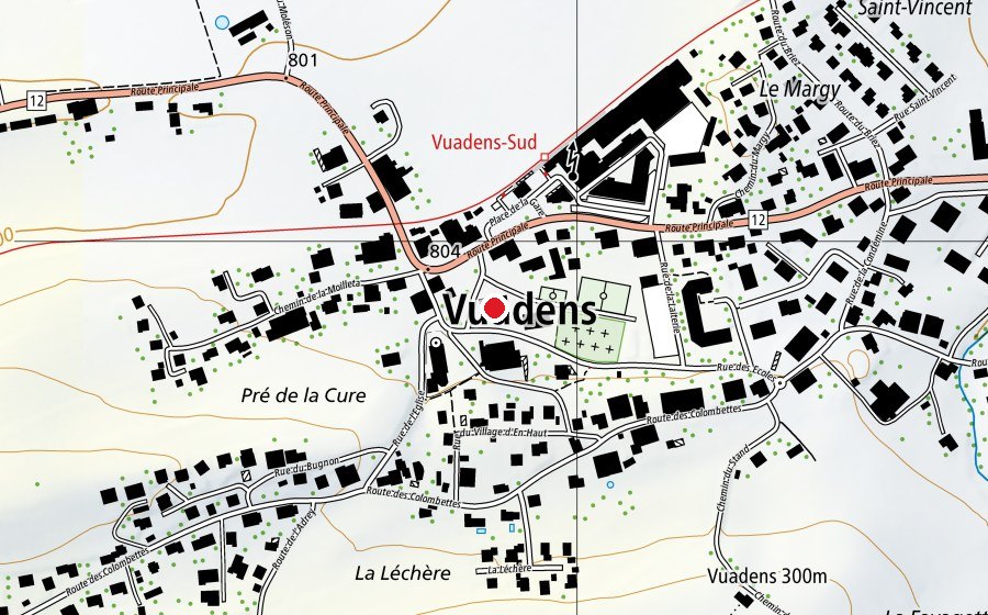 Map showing the location of Établissement scolaire de Vuadens (School)