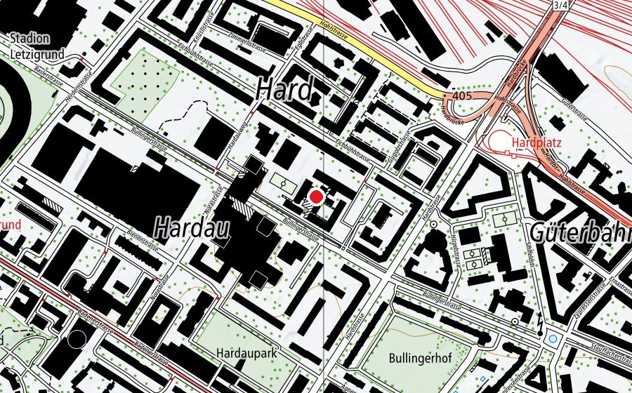 Karte mit dem Standort von Fachschule Viventa, Schulhaus Bullinger (Schule)