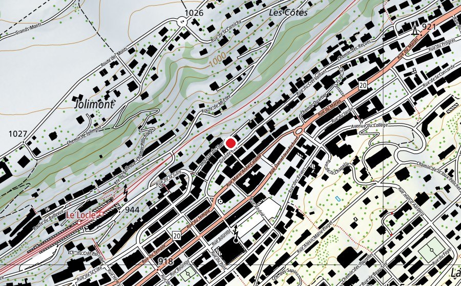 Map showing the location of Fondation J&M Sandoz (School)