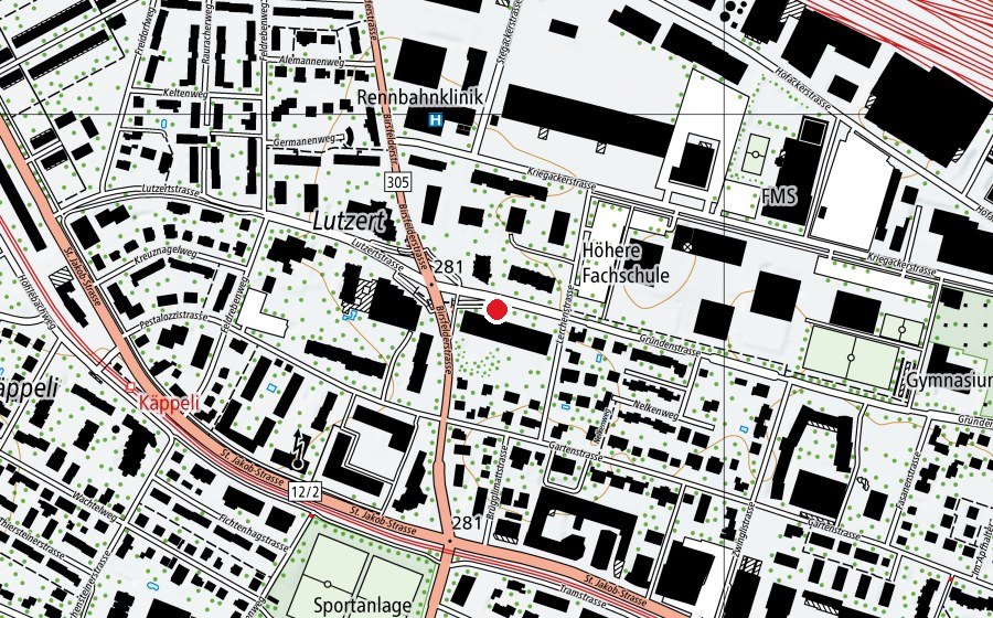 Map showing the location of FOS Muttenz (School)
