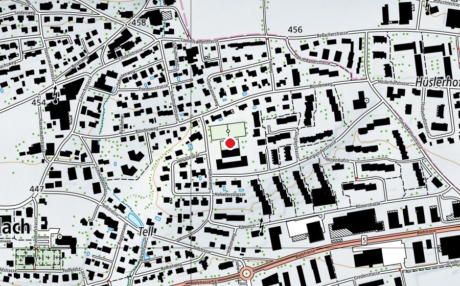 Carte indiquant l’emplacement de Franziskanerhof (École)