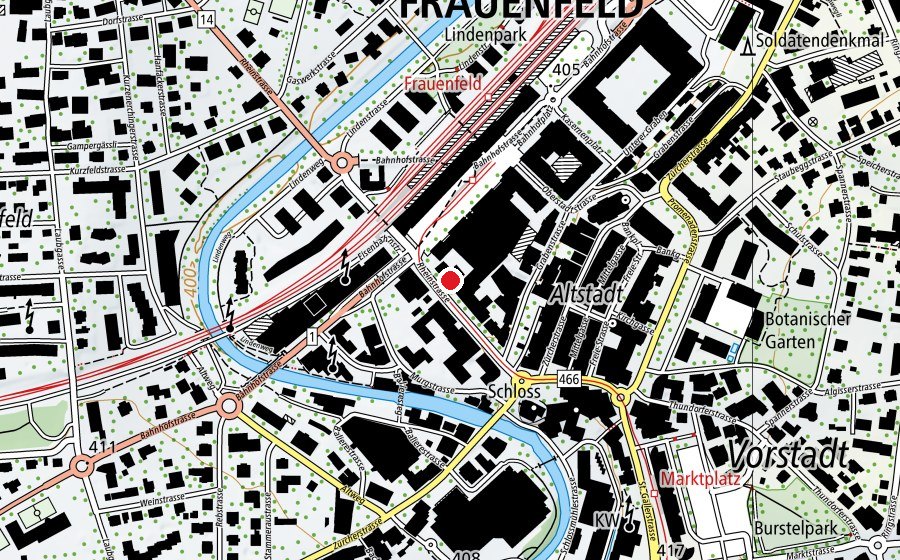 Map showing the location of Freie Schule Frauenfeld (School)