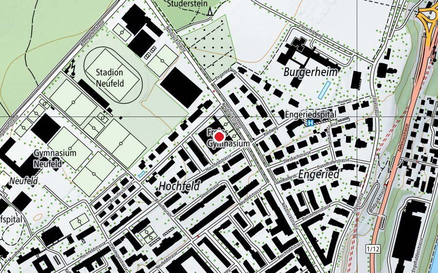 Map showing the location of Freies Gymnasium Bern (School)