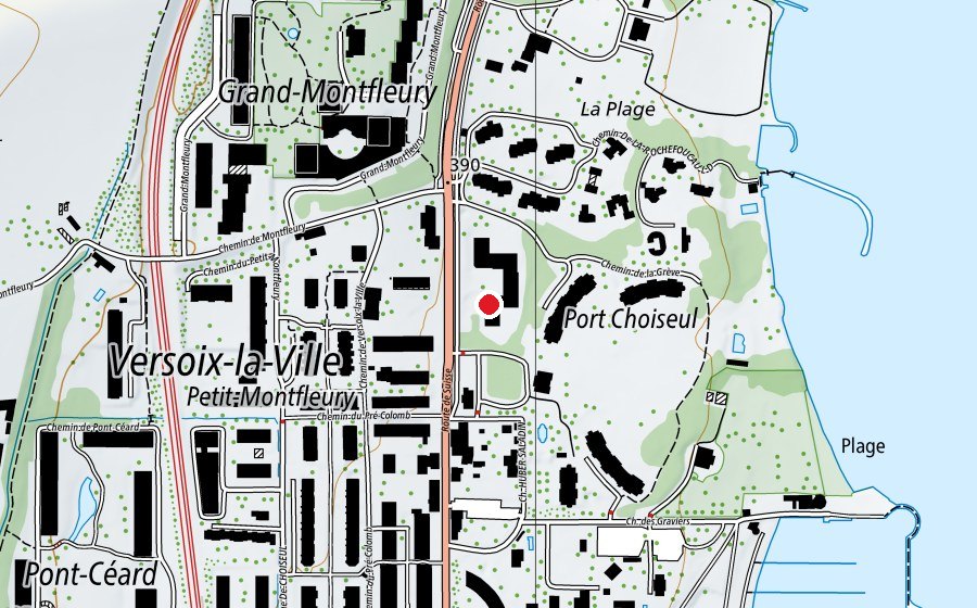 Map showing the location of G.E.S. Secondary Campus (School)