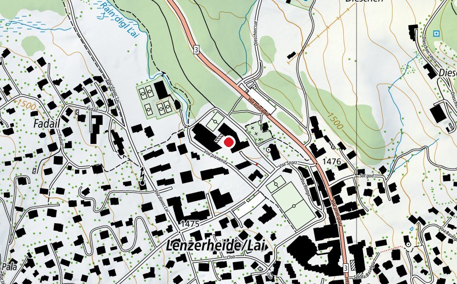 Carte indiquant l’emplacement de Gemeindeschule Vaz/Obervaz (École)