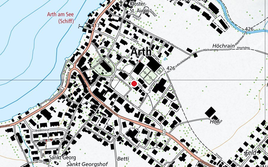 Map showing the location of Gemeindeschulen Arth (School)