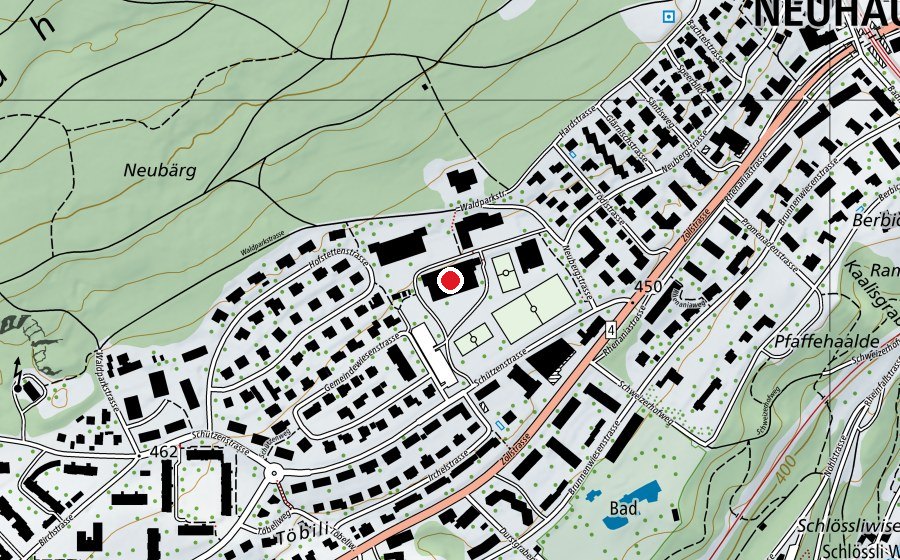 Map showing the location of Gemeindewiesen Primarschulhaus (School)