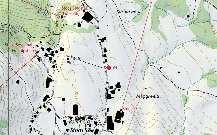 Map showing the location of Gesamtschule Stoos (School)