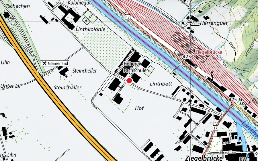 Mappa con la posizione di Gewerblich-Industrielle Berufsfachschule Glarus GIBGL (Scuola)