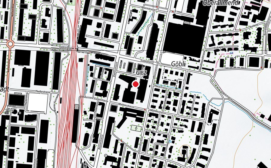 Map showing the location of Gewerblich-industrielles Bildungszentrum Zug GIBZ (School)