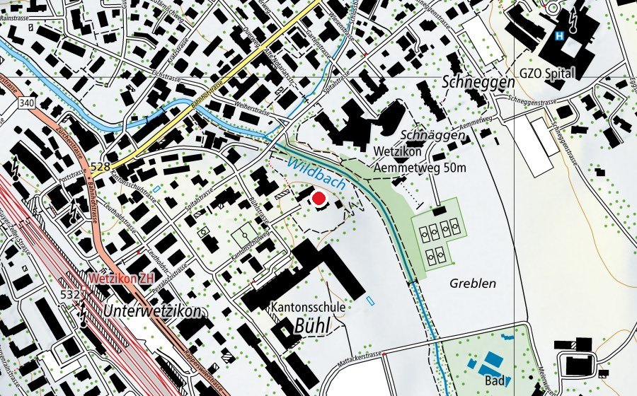 Karte mit dem Standort von Gewerbliche Berufsschule (Schule)