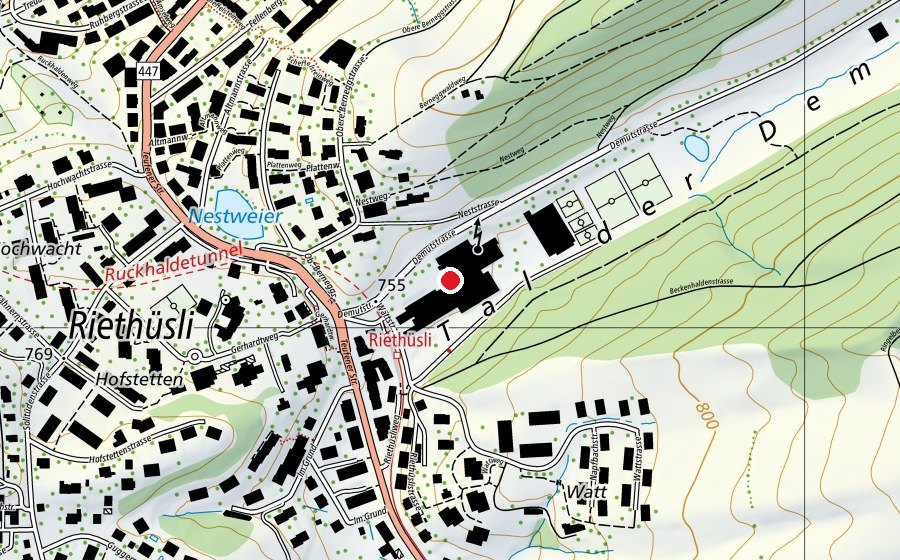 Map showing the location of Gewerbliches Berufs- und Weiterbildungszentrum (GBS SG) (School)