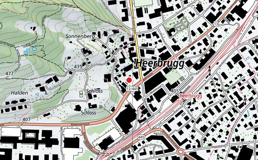 Map showing the location of giraffen.schule (School)