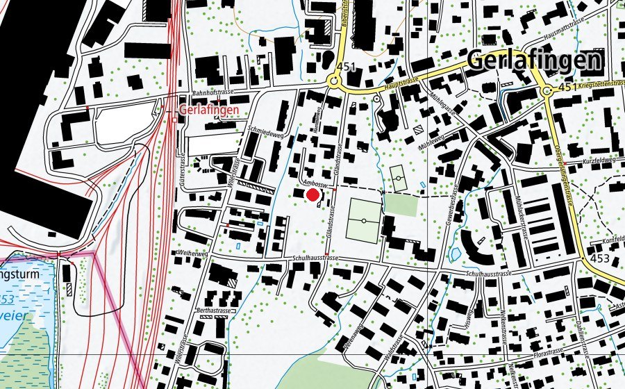 Map showing the location of Gländ (School)