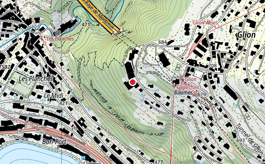 Mappa con la posizione di Glion (Scuola)