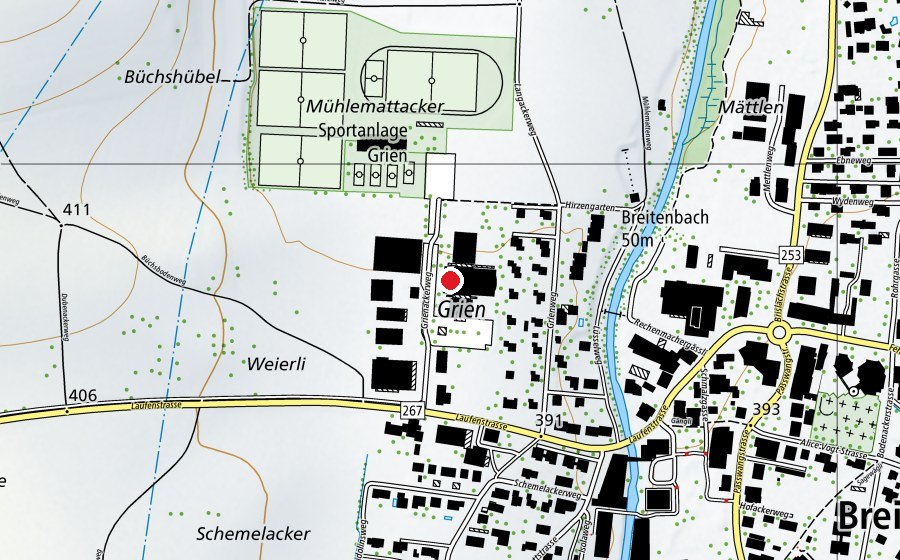 Carte indiquant l’emplacement de Grien (École)