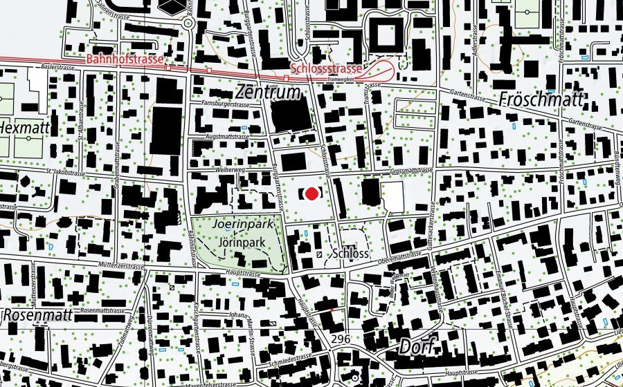 Karte mit dem Standort von Grossmattschulhaus (Schule)
