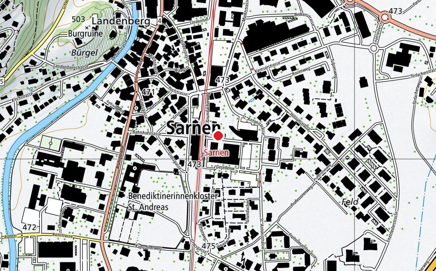 Carte indiquant l’emplacement de Grundacherschule (École)