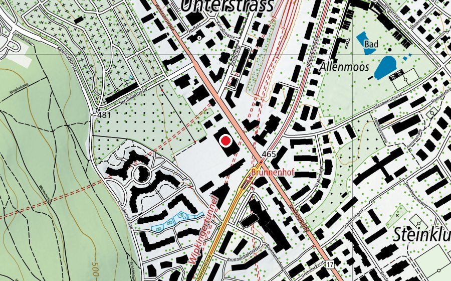 Mappa con la posizione di Guggach (Scuola)