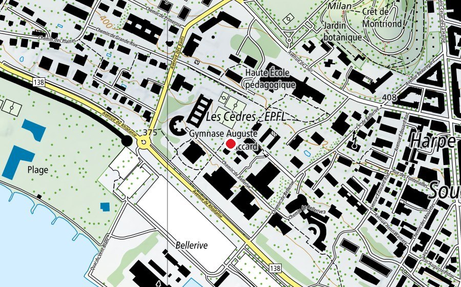 Mappa con la posizione di Gymnase Auguste Piccard (Scuola)