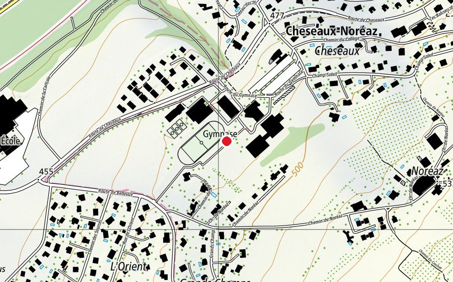 Carte indiquant l’emplacement de Gymnase d'Yverdon (École)
