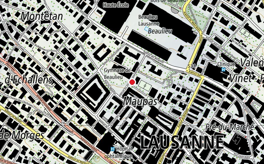 Carte indiquant l’emplacement de Gymnase de Beaulieu (École)