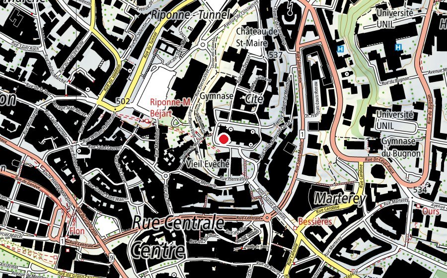 Karte mit dem Standort von Gymnase de La Cité (Schule)