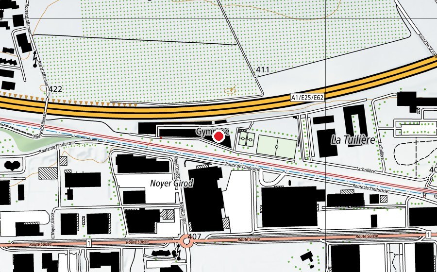 Mappa con la posizione di Gymnase de Nyon - La Côte (Scuola)