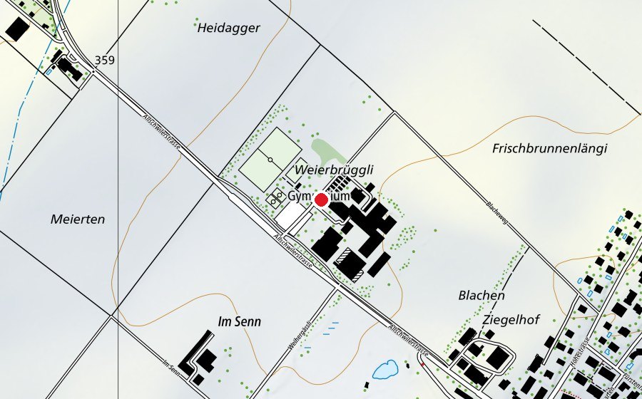 Carte indiquant l’emplacement de Gymnasium & FMS Oberwil (École)