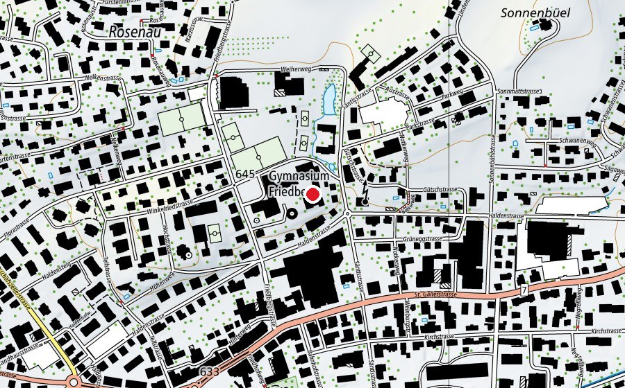 Map showing the location of Gymnasium Friedberg (School)