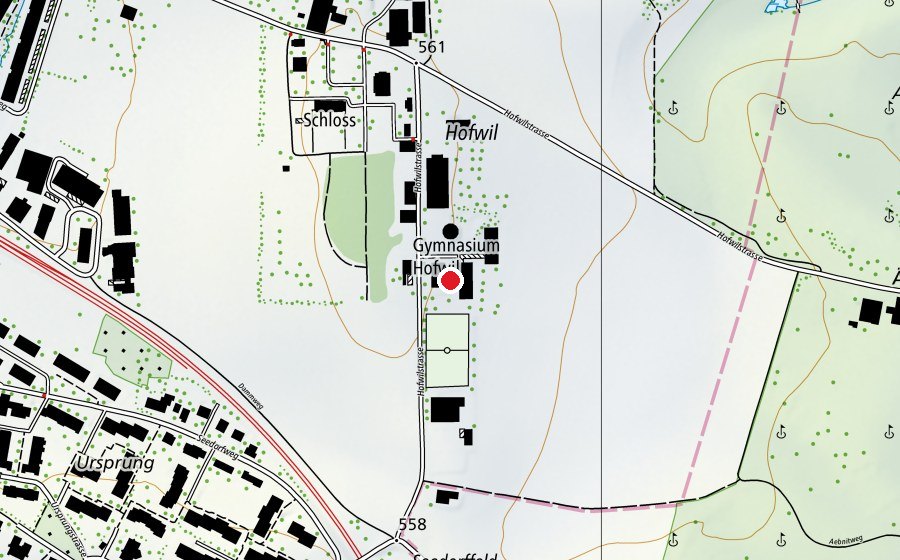 Map showing the location of Gymnasium Hofwil (School)