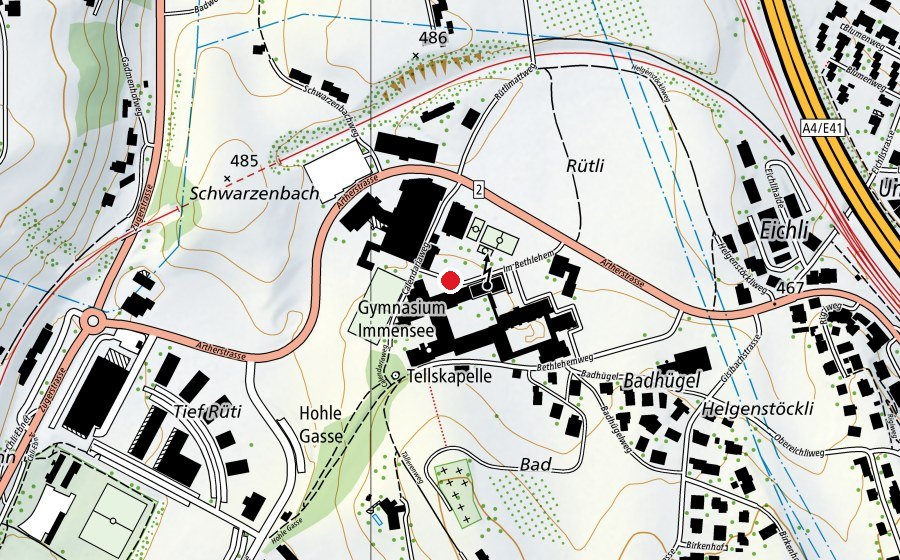 Map showing the location of Gymnasium Immensee (School)
