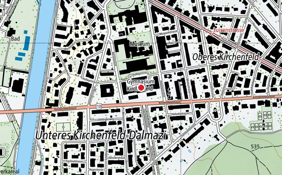 Carte indiquant l’emplacement de Gymnasium Kirchenfeld (École)