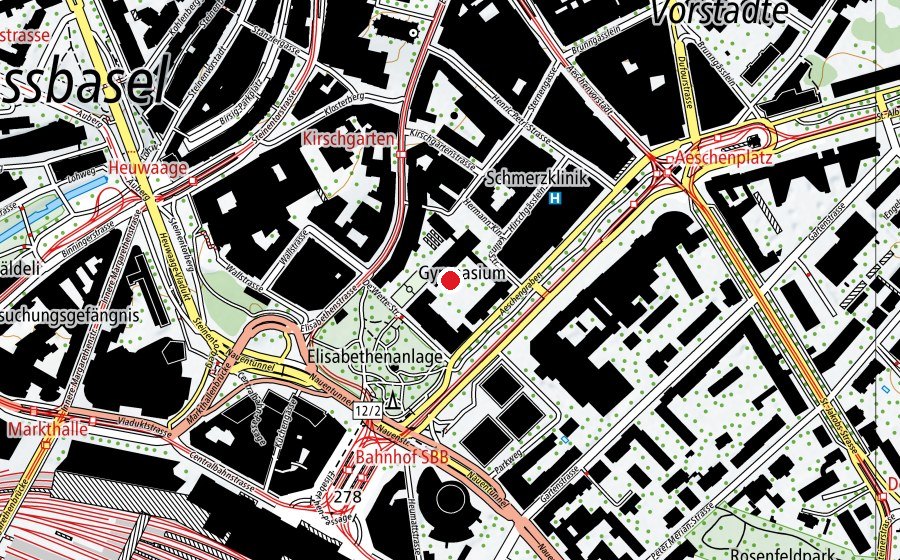 Carte indiquant l’emplacement de Gymnasium Kirschgarten (École)
