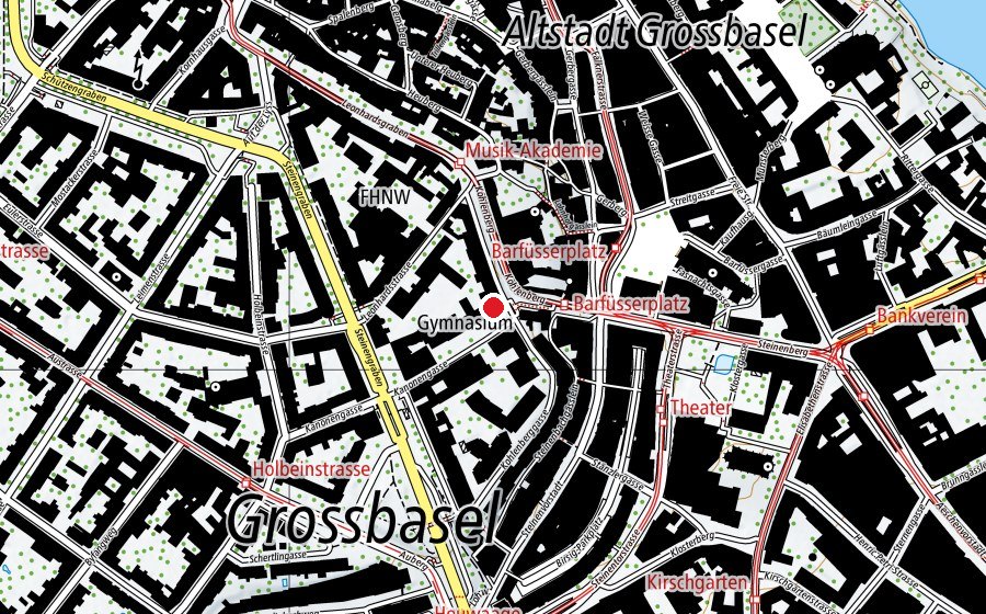 Map showing the location of Gymnasium Leonhard (School)
