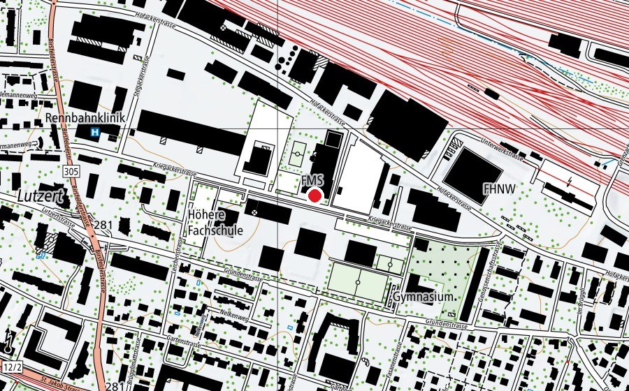 Mappa con la posizione di Gymnasium Muttenz - Fachmittelschule (Scuola)